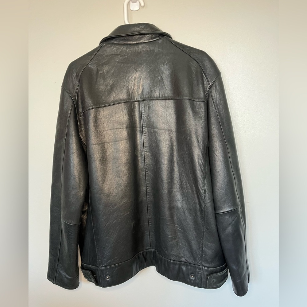 Kenneth Cole Reaction Classic Men's Black Leather Jacket Size L - Picture 7 of 12